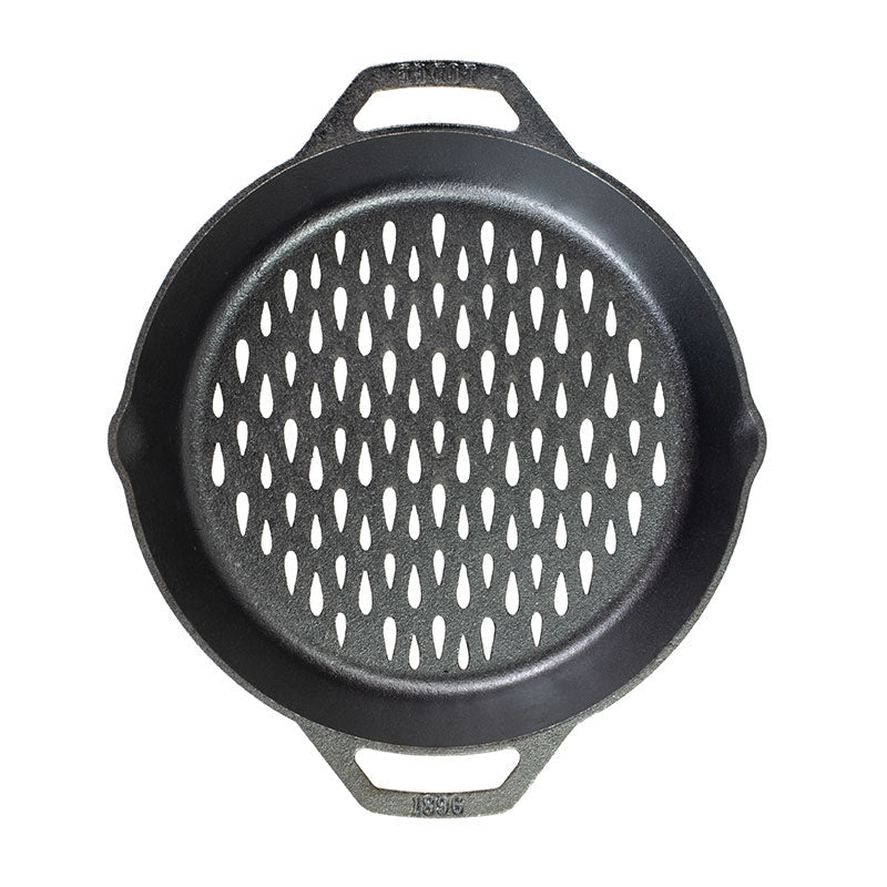 Lodge Heritage 12 Inch Seasoned Cast Iron Dual Handle Grilling Basket - Image 2
