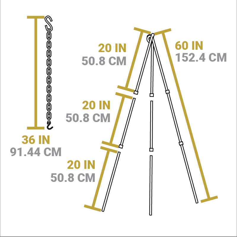 Lodge Heritage Adjustable Camp Tripod, 2 Pack - Image 4